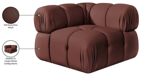 Camden Rose Velvet Performance Fabric Upholstered Corner Chair, 1 Piece