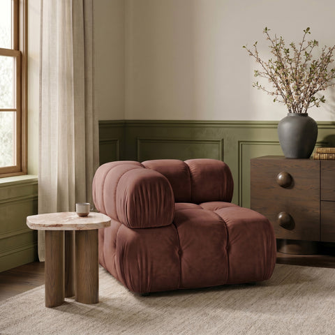 Camden Rose Velvet Performance Fabric Upholstered Corner Chair, 1 Piece