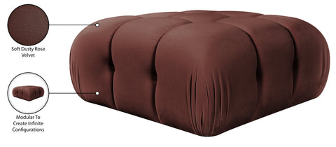 Camden Rose Velvet Performance Fabric Upholstered Ottoman, 1 Piece