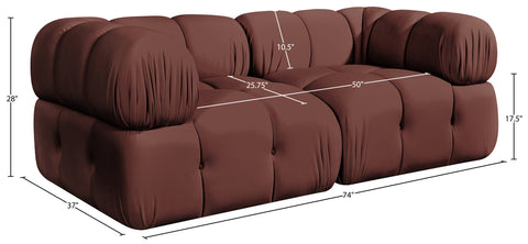 Camden Rose Velvet Performance Fabric Upholstered Sofa, 2-Piece