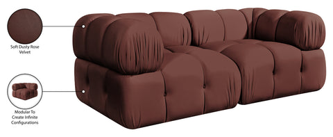 Camden Rose Velvet Performance Fabric Upholstered Sofa, 2-Piece