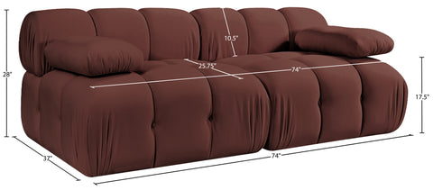 Camden Rose Velvet Performance Fabric Upholstered Sofa, 2-Piece (Style 2)