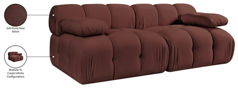 Camden Rose Velvet Performance Fabric Upholstered Sofa, 2-Piece (Style 2)