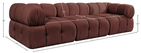 Camden Rose Velvet Performance Fabric Upholstered Sofa, 3-Piece