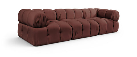 Camden Rose Velvet Performance Fabric Upholstered Sofa, 3-Piece