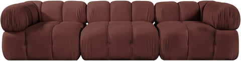 Camden Rose Velvet Performance Fabric Upholstered Sofa, 3-Piece