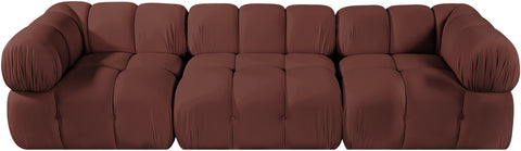 Camden Rose Velvet Performance Fabric Upholstered Sofa, 3-Piece