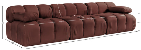 Camden Rose Velvet Performance Fabric Upholstered Sofa, 3-Piece (Style 2)