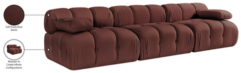 Camden Rose Velvet Performance Fabric Upholstered Sofa, 3-Piece (Style 2)