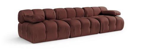 Camden Rose Velvet Performance Fabric Upholstered Sofa, 3-Piece (Style 2)