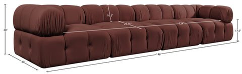 Camden Rose Velvet Performance Fabric Upholstered Sofa, 4-Piece