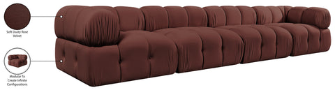 Camden Rose Velvet Performance Fabric Upholstered Sofa, 4-Piece