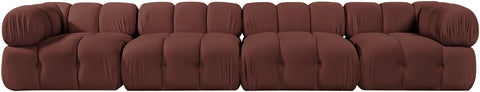 Camden Rose Velvet Performance Fabric Upholstered Sofa, 4-Piece