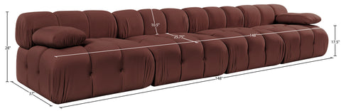 Camden Rose Velvet Performance Fabric Upholstered Sofa, 4-Piece (Style 2)