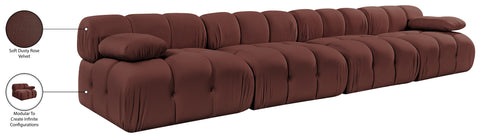 Camden Rose Velvet Performance Fabric Upholstered Sofa, 4-Piece (Style 2)