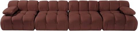 Camden Rose Velvet Performance Fabric Upholstered Sofa, 4-Piece (Style 2)