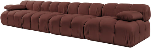 Camden Rose Velvet Performance Fabric Upholstered Sofa, 4-Piece (Style 2)