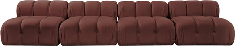 Camden Rose Velvet Performance Fabric Upholstered Sofa, 4-Piece (Style 2)