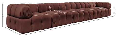 Camden Rose Velvet Performance Fabric Upholstered Sofa, 5-Piece