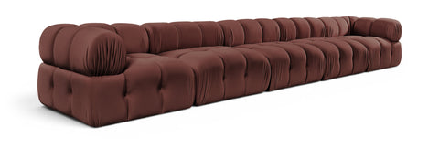Camden Rose Velvet Performance Fabric Upholstered Sofa, 5-Piece