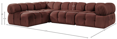 Camden Rose Velvet Performance Fabric Upholstered Sectional, 4-Piece