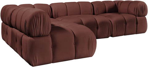 Camden Rose Velvet Performance Fabric Upholstered Sectional, 4-Piece