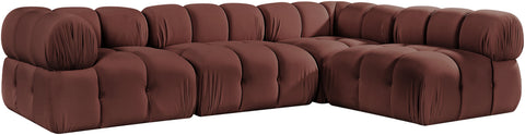 Camden Rose Velvet Performance Fabric Upholstered Sectional, 4-Piece
