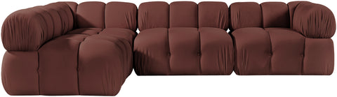 Camden Rose Velvet Performance Fabric Upholstered Sectional, 4-Piece