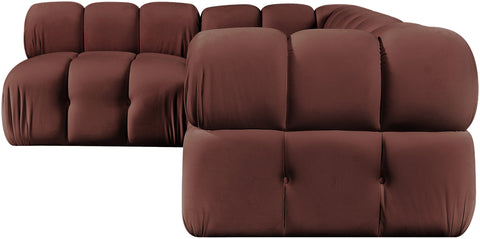 Camden Rose Velvet Performance Fabric Upholstered Sectional, 4-Piece