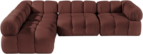 Camden Rose Velvet Performance Fabric Upholstered Sectional, 4-Piece