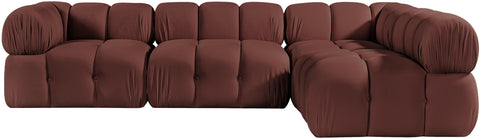 Camden Rose Velvet Performance Fabric Upholstered Sectional, 4-Piece
