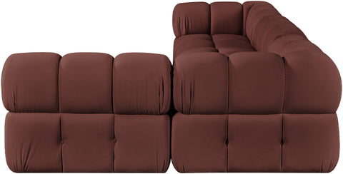 Camden Rose Velvet Performance Fabric Upholstered Sectional, 4-Piece