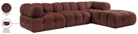 Camden Rose Velvet Performance Fabric Upholstered Sectional, 4-Piece (Style 2)