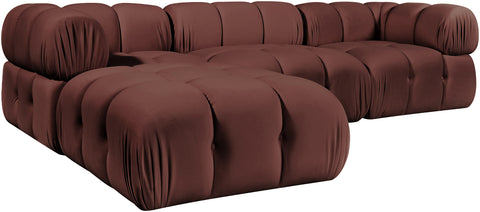 Camden Rose Velvet Performance Fabric Upholstered Sectional, 4-Piece (Style 2)