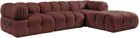 Camden Rose Velvet Performance Fabric Upholstered Sectional, 4-Piece (Style 2)