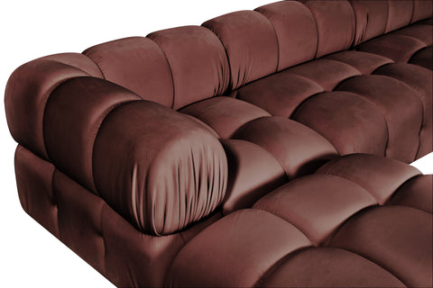 Camden Rose Velvet Performance Fabric Upholstered Sectional, 4-Piece (Style 2)