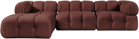 Camden Rose Velvet Performance Fabric Upholstered Sectional, 4-Piece (Style 2)