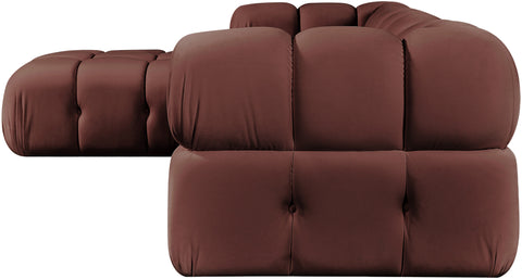 Camden Rose Velvet Performance Fabric Upholstered Sectional, 4-Piece (Style 2)