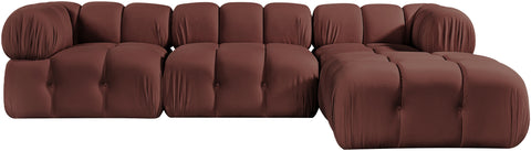 Camden Rose Velvet Performance Fabric Upholstered Sectional, 4-Piece (Style 2)