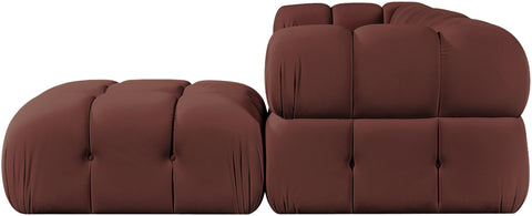 Camden Rose Velvet Performance Fabric Upholstered Sectional, 4-Piece (Style 2)