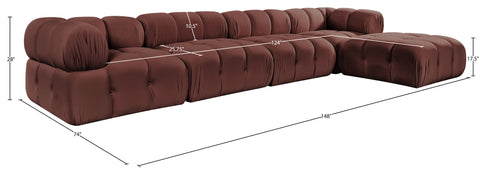 Camden Rose Velvet Performance Fabric Upholstered Sectional, 5-Piece