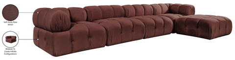 Camden Rose Velvet Performance Fabric Upholstered Sectional, 5-Piece
