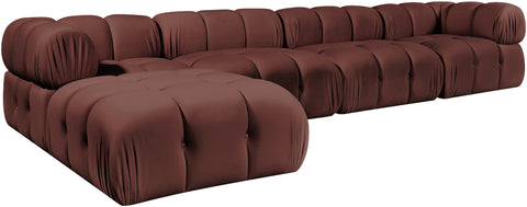 Camden Rose Velvet Performance Fabric Upholstered Sectional, 5-Piece