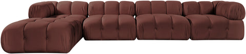 Camden Rose Velvet Performance Fabric Upholstered Sectional, 5-Piece