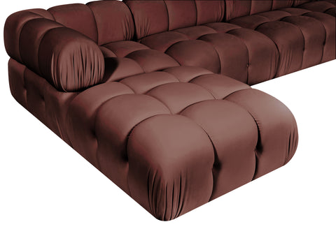 Camden Rose Velvet Performance Fabric Upholstered Sectional, 5-Piece