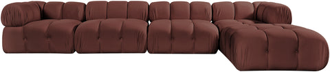 Camden Rose Velvet Performance Fabric Upholstered Sectional, 5-Piece