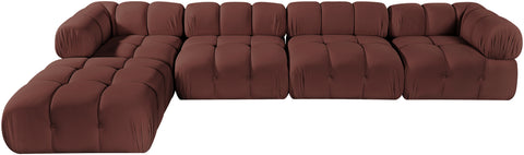 Camden Rose Velvet Performance Fabric Upholstered Sectional, 5-Piece