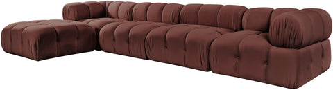 Camden Rose Velvet Performance Fabric Upholstered Sectional, 5-Piece