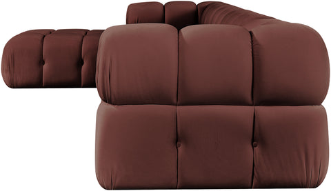 Camden Rose Velvet Performance Fabric Upholstered Sectional, 5-Piece