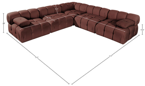 Camden Rose Velvet Performance Fabric Upholstered Sectional, 5-Piece (Style 2)